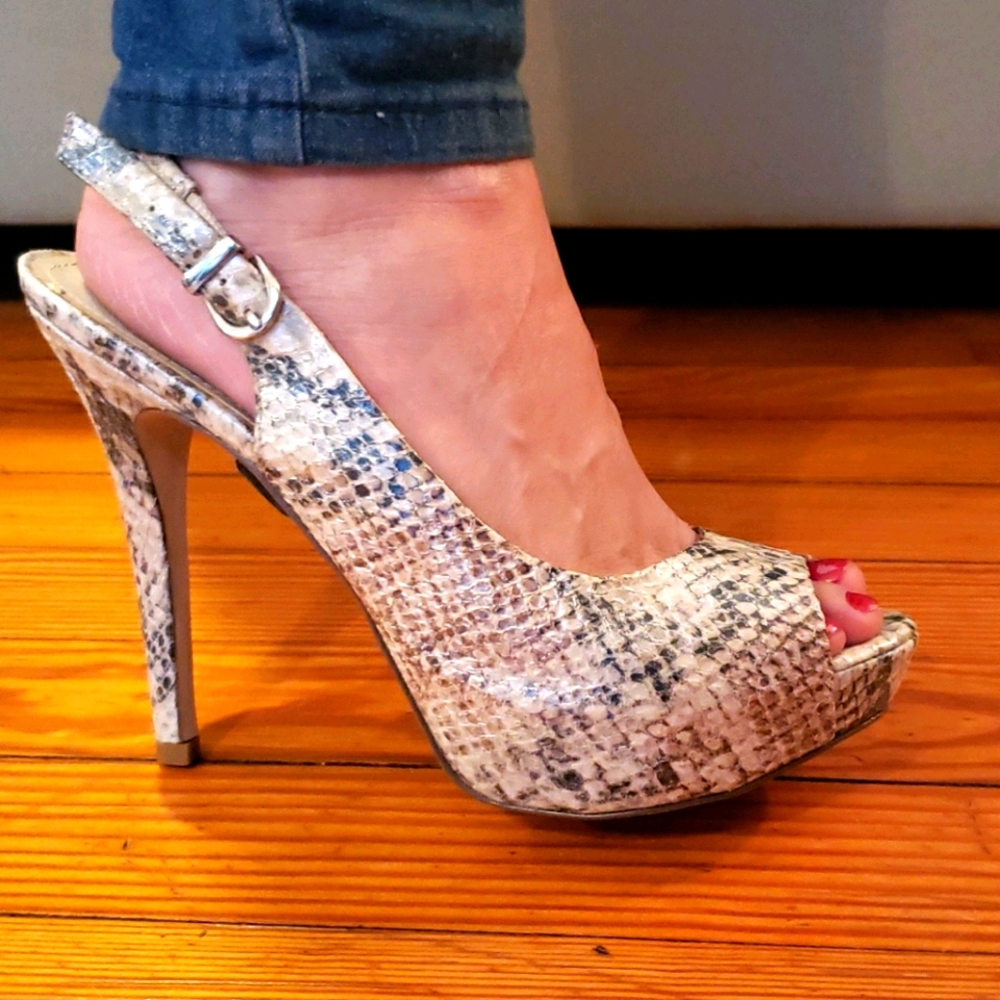 Aldo snakeskin platform heels